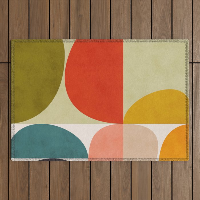 shapes of mid century geometry art Outdoor Rug Gallery Image 1