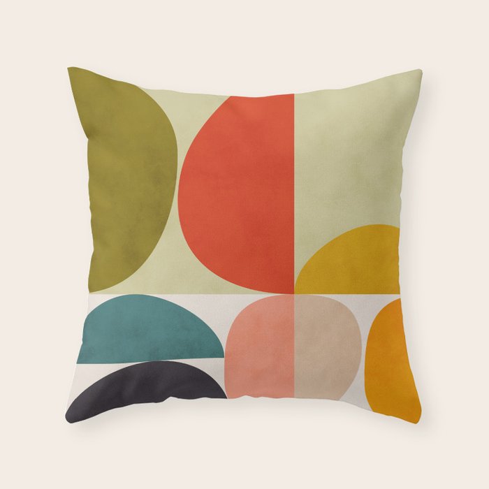 shapes of mid century geometry art Throw Pillow Gallery Image 6
