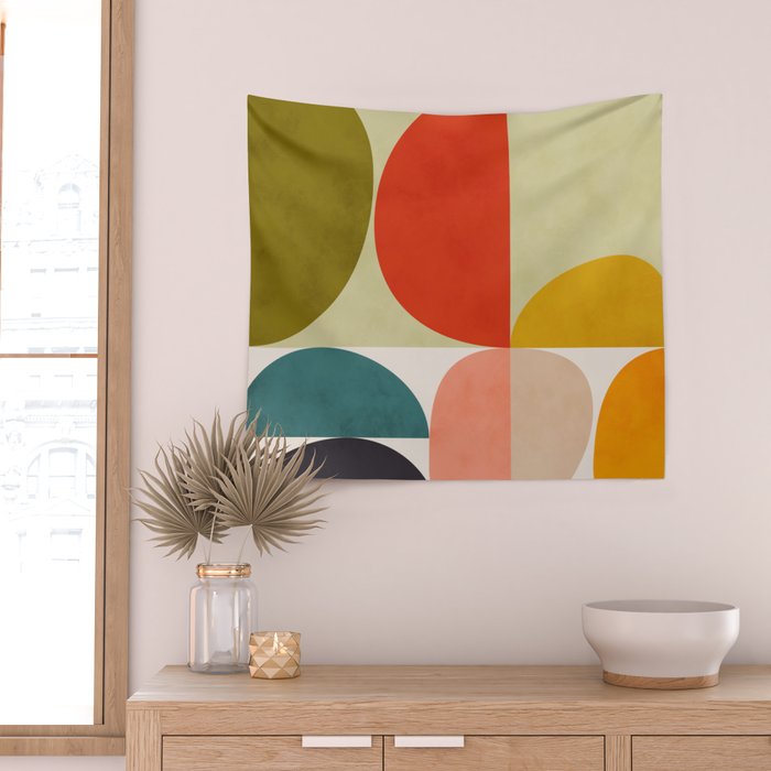 shapes of mid century geometry art Wall Tapestry Gallery Image 2