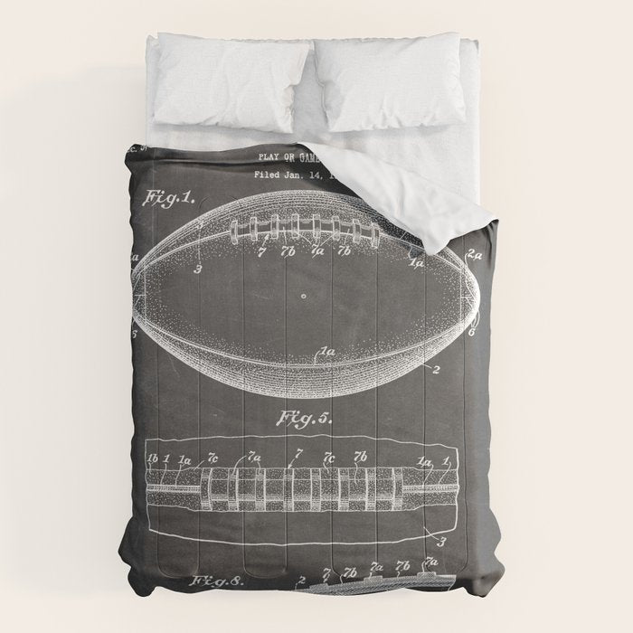 Football Patent - American Football Art - Black Chalkboard Comforter Gallery Image 6