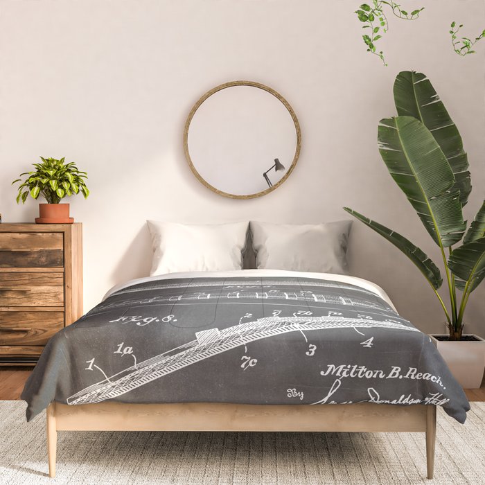 Football Patent - American Football Art - Black Chalkboard Comforter Gallery Image 3