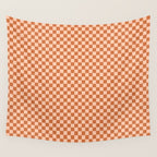 Check IV - Orange â Checkerboard Print Wall Tapestry Gallery Image 4