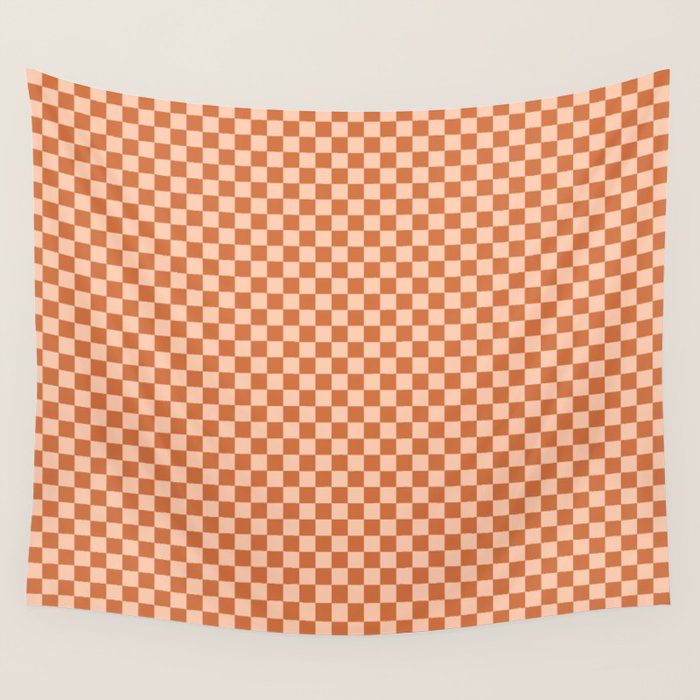 Check IV - Orange â Checkerboard Print Wall Tapestry Gallery Image 4