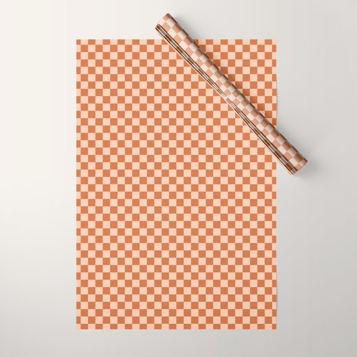 Check IV - Orange â Checkerboard Print Wrapping Paper Gallery Image 1