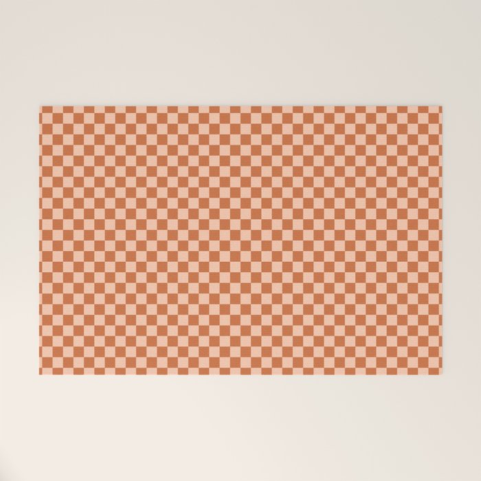 Check IV - Orange â Checkerboard Print Welcome Mat Gallery Image 1