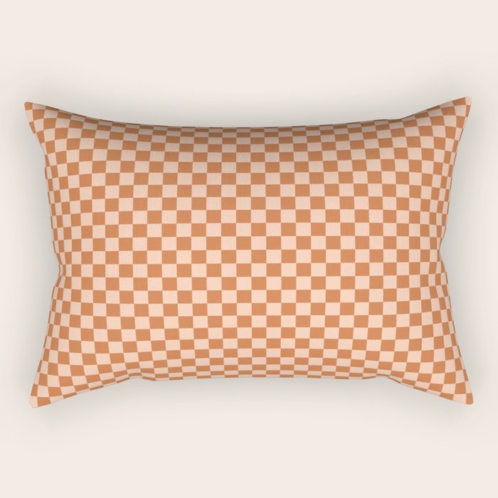 Check IV - Orange â Checkerboard Print Rectangular Pillow Gallery Image 2