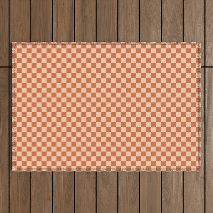Check IV - Orange â Checkerboard Print Outdoor Rug Gallery Image 1