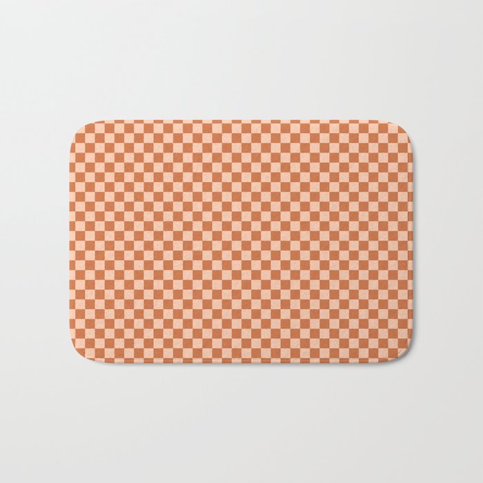 Check IV - Orange â Checkerboard Print Bath Mat Gallery Image 1