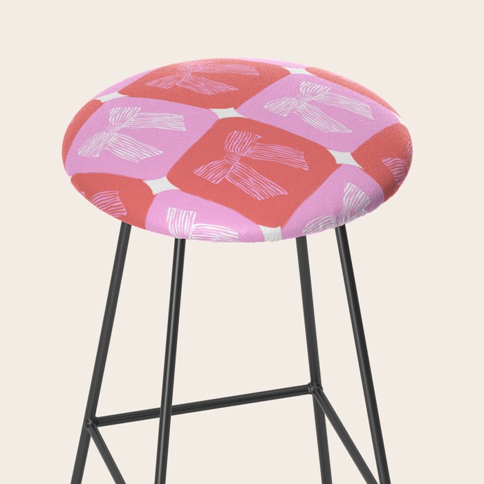 Checkerboard Bows in Pink and Red Stool Gallery Image 2