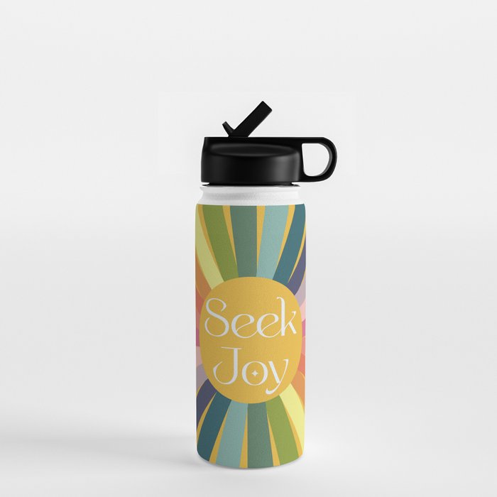Seek Joy - Retro Inspired Art Print Water Bottle Gallery Image 1
