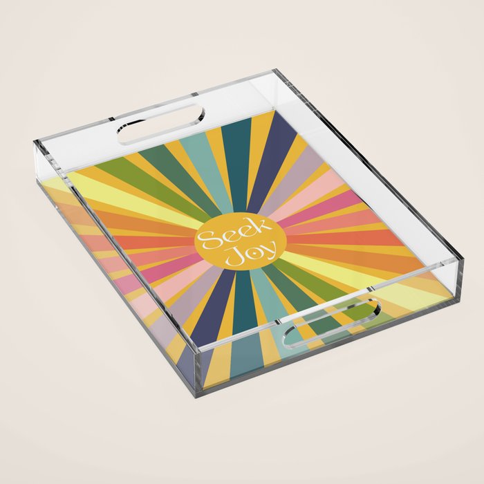 Seek Joy - Retro Inspired Art Print Acrylic Tray Gallery Image 1