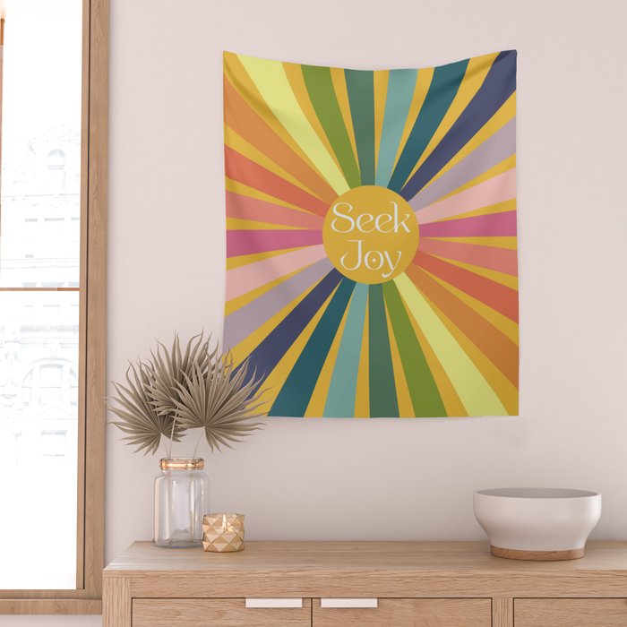 Seek Joy - Retro Inspired Art Print Wall Tapestry Gallery Image 2