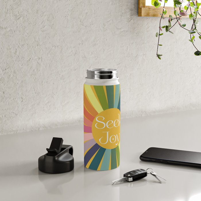Seek Joy - Retro Inspired Art Print Water Bottle Gallery Image 4