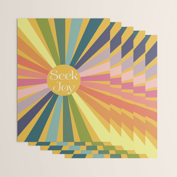 Seek Joy - Retro Inspired Art Print Wrapping Paper Gallery Image 3