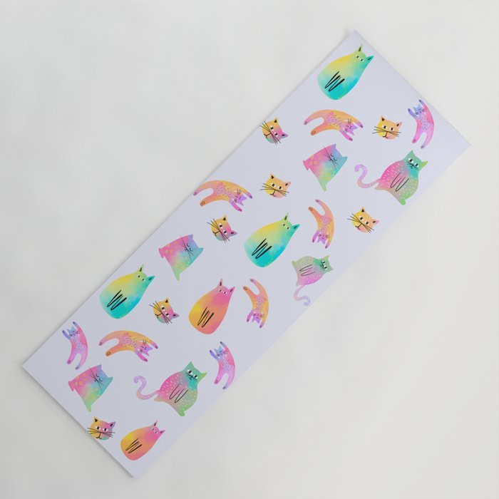 Rainbow Cats Pastel Yoga Mat Gallery Image 1