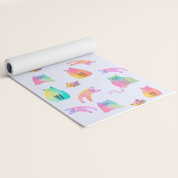 Rainbow Cats Pastel Yoga Mat Gallery Image 2