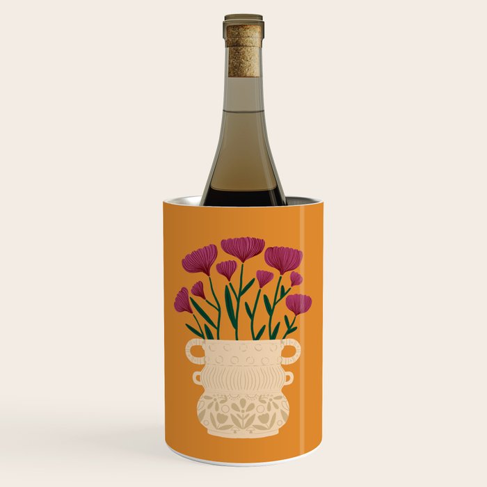 Ivory Vintage Flower Vase on Marigold Wine Chiller Gallery Image 1