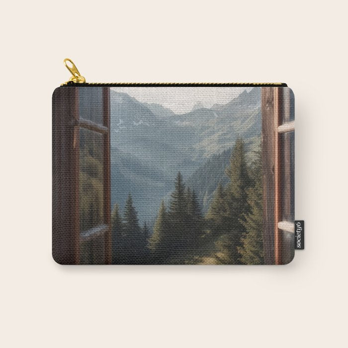Where the Pines Begin - Alpine Landscape Print Carry All Pouch Gallery Image 1