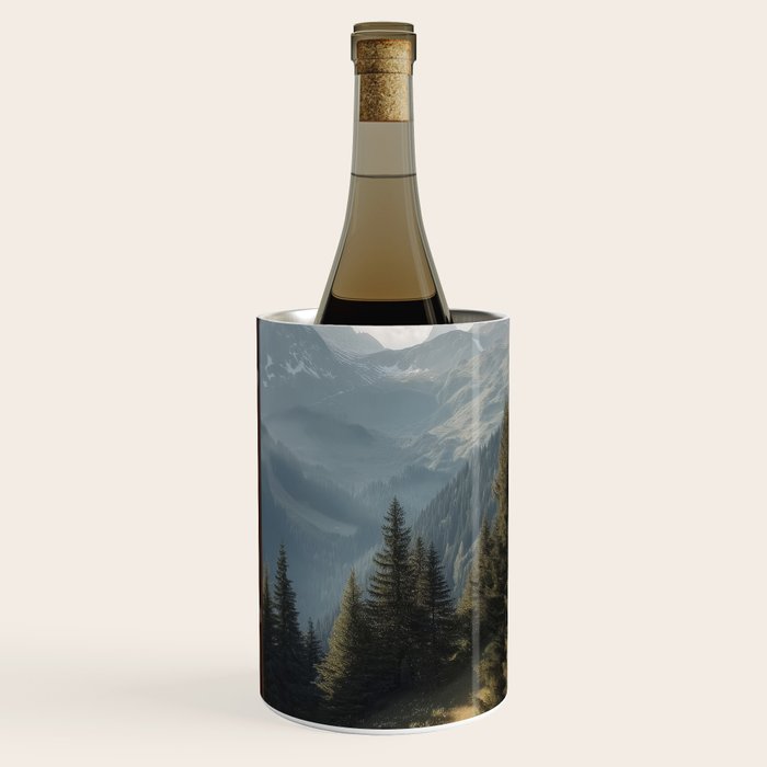 Where the Pines Begin - Alpine Landscape Print Wine Chiller Gallery Image 1