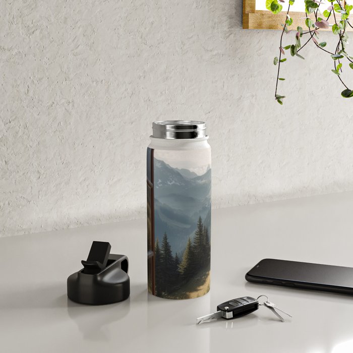 Where the Pines Begin - Alpine Landscape Print Water Bottle Gallery Image 4