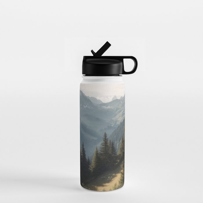 Where the Pines Begin - Alpine Landscape Print Water Bottle Gallery Image 1