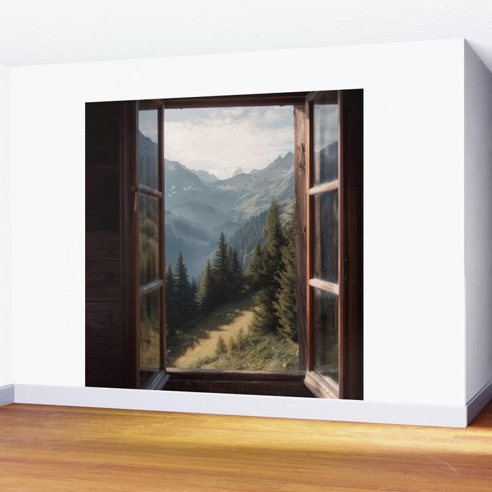 Where the Pines Begin - Alpine Landscape Print Wall Mural Gallery Image 2