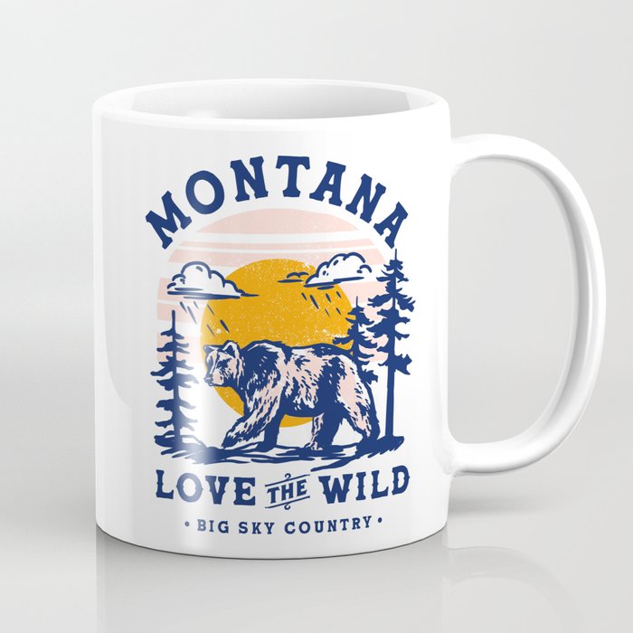 Big Sky Country Montana: Love The Wild. Cool Retro Travel Art Featuring A Bear Coffee Mug Gallery Image 1