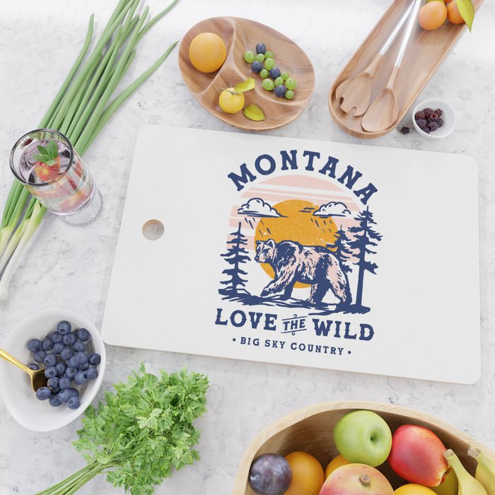 Big Sky Country Montana: Love The Wild. Cool Retro Travel Art Featuring A Bear Cutting Board Gallery Image 2