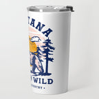 Big Sky Country Montana: Love The Wild. Cool Retro Travel Art Featuring A Bear Travel Mug Gallery Image 2