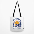 Big Sky Country Montana: Love The Wild. Cool Retro Travel Art Featuring A Bear Tote Bag Gallery Image 2