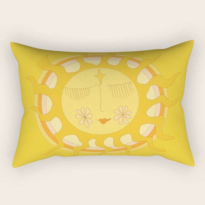you are the sun // retro sunshine art by surfy birdy Rectangular Pillow Gallery Image 1