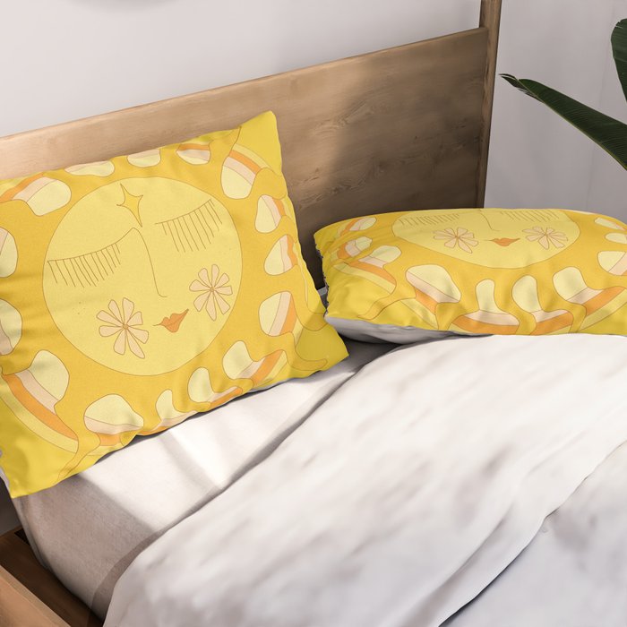 you are the sun // retro sunshine art by surfy birdy Pillow Sham Gallery Image 2