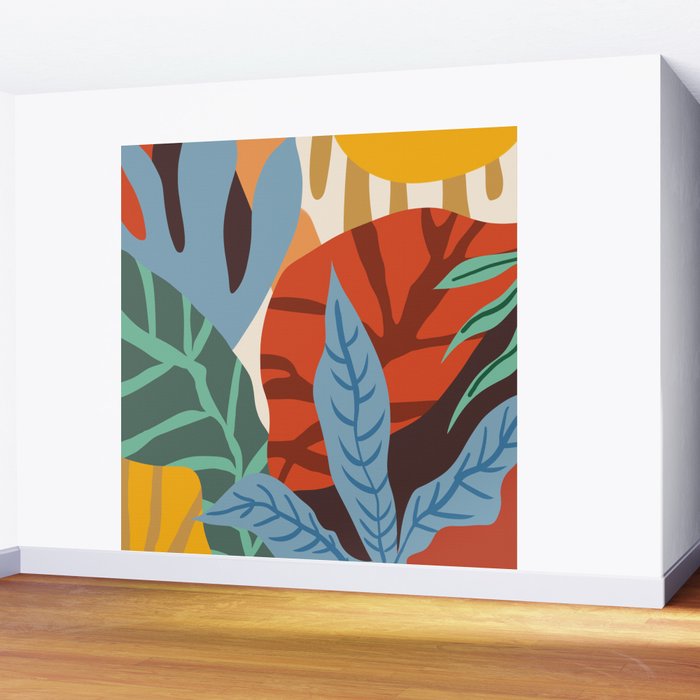 Bloom With Grace, Abstract Botanical Nature Painting, Colorful Eclectic Illustration Modern Wall Mural Gallery Image 2