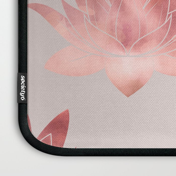 Pink Lotus Flower | Watercolor Texture Laptop Sleeve Gallery Image 3
