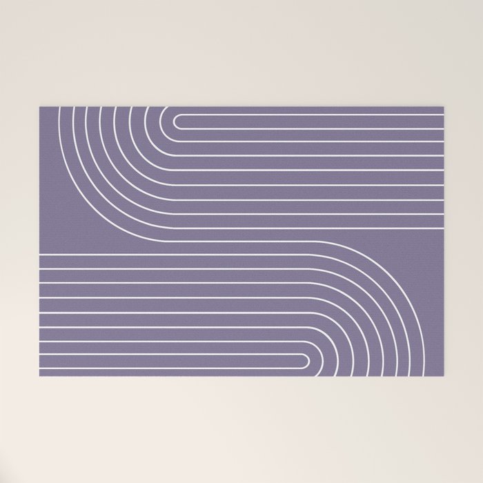 Minimal Line Curvature XXIII Lavender Purple Mid Century Modern Arch Abstract Welcome Mat Gallery Image 1