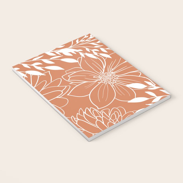 Floral Prints and Leaves, Line Art, Terracotta Notebook Gallery Image 3