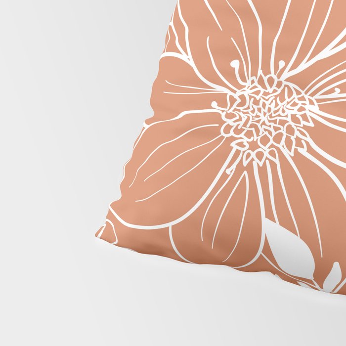 Floral Prints and Leaves, Line Art, Terracotta Pillow Sham Gallery Image 4
