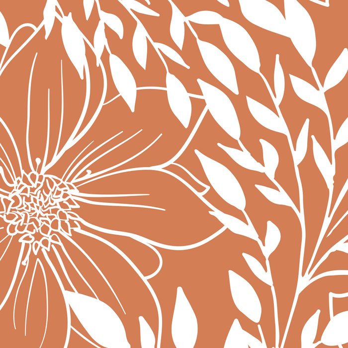 Floral Prints and Leaves, Line Art, Terracotta Coffee Mug Gallery Image 2