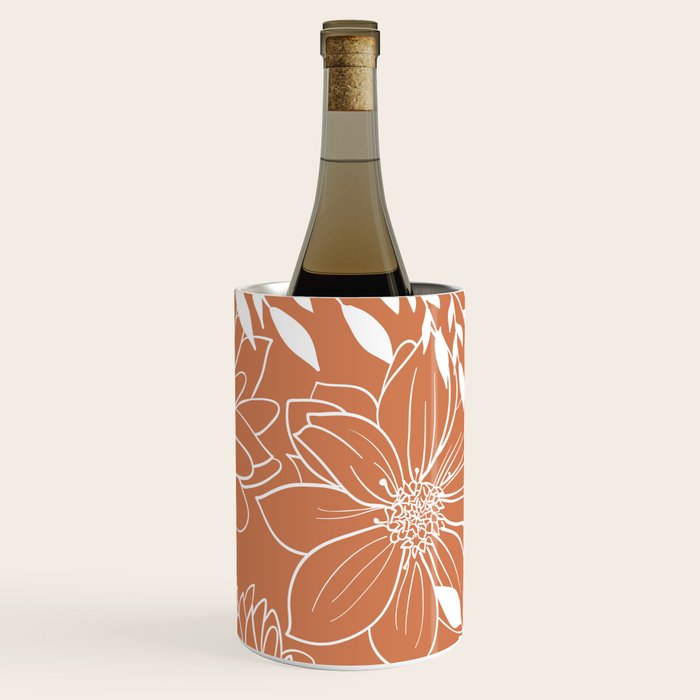 Floral Prints and Leaves, Line Art, Terracotta Wine Chiller Gallery Image 2