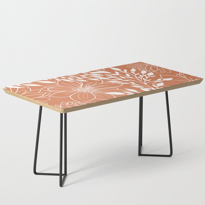 Floral Prints and Leaves, Line Art, Terracotta Coffee Table Gallery Image 1