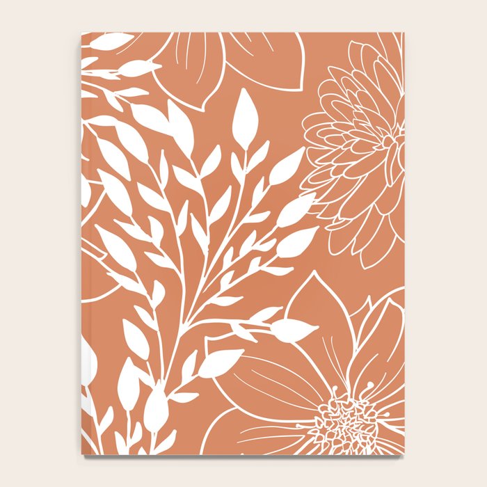 Floral Prints and Leaves, Line Art, Terracotta Notebook Gallery Image 4