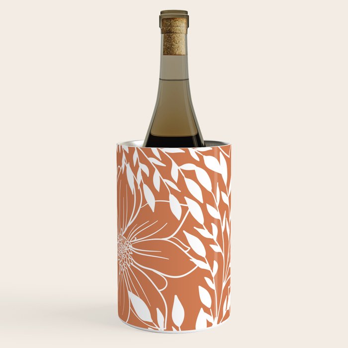 Floral Prints and Leaves, Line Art, Terracotta Wine Chiller Gallery Image 1