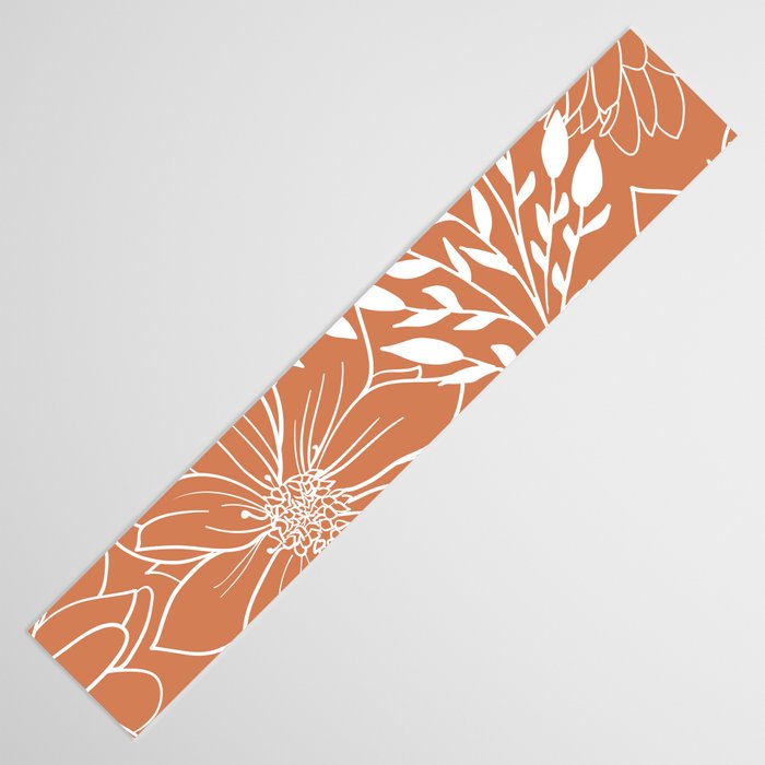 Floral Prints and Leaves, Line Art, Terracotta Table Runner Gallery Image 3