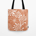 Floral Prints and Leaves, Line Art, Terracotta Tote Bag Gallery Image 1