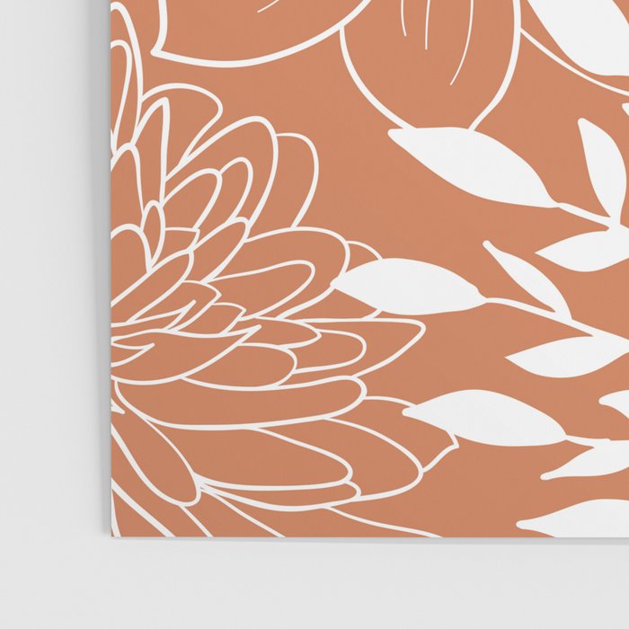 Floral Prints and Leaves, Line Art, Terracotta Poster Gallery Image 3