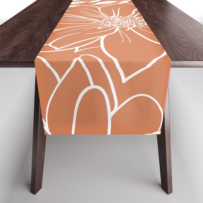 Floral Prints and Leaves, Line Art, Terracotta Table Runner Gallery Image 1