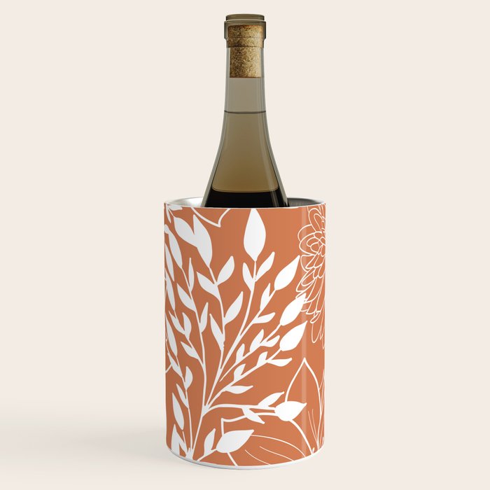Floral Prints and Leaves, Line Art, Terracotta Wine Chiller Gallery Image 3