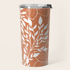 Floral Prints and Leaves, Line Art, Terracotta Travel Mug Gallery Image 2
