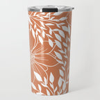 Floral Prints and Leaves, Line Art, Terracotta Travel Mug Gallery Image 1