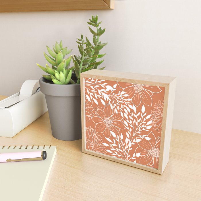 Floral Prints and Leaves, Line Art, Terracotta Mini Art Print Gallery Image 2